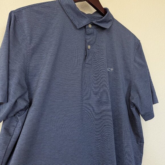 Vineyard Vines Men's Sports Golf Athletic Performance Polo in Blue Stripes L - Picture 3 of 9